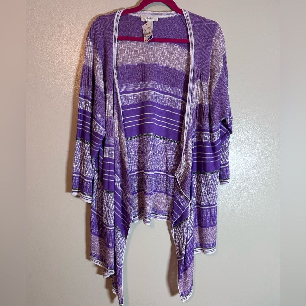NWT Christopher & Banks Purple Striped Cardigan Open Front size 3X
